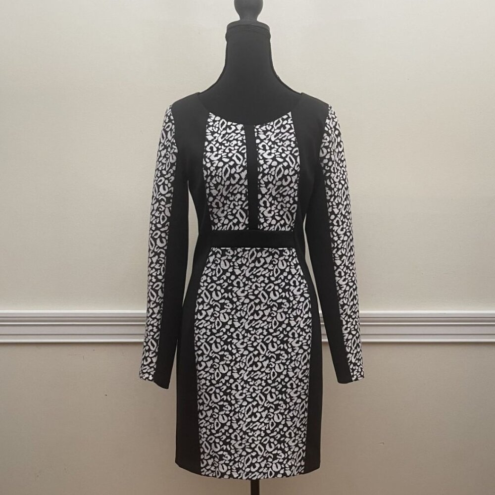 Guess Black and White Patterned Dress - Size 8